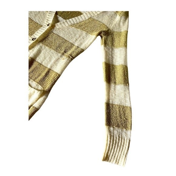 Vintage Forever 21 Cream/Gold Button Down Cardigan Size SM/PM - Picture 3 of 5